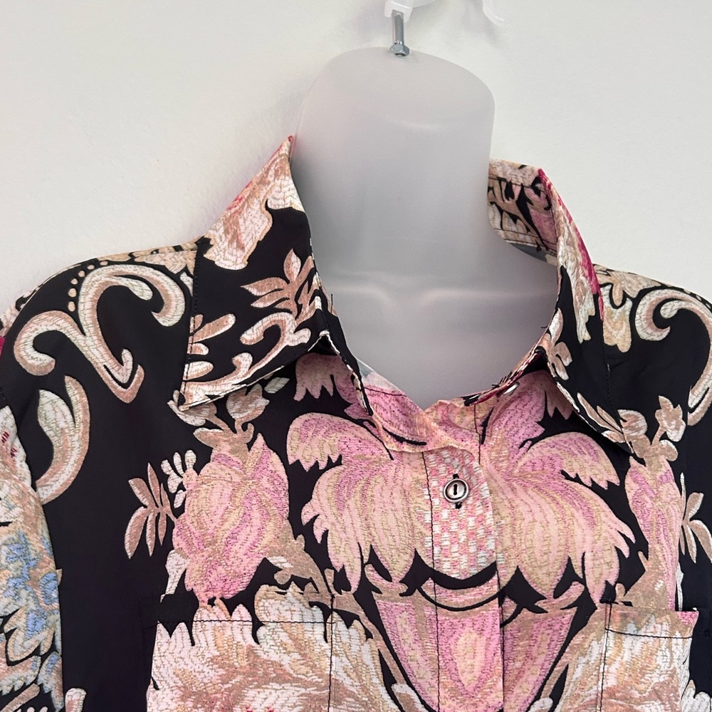 Elegant pattern front button blouse 1XL - Picture 5 of 8